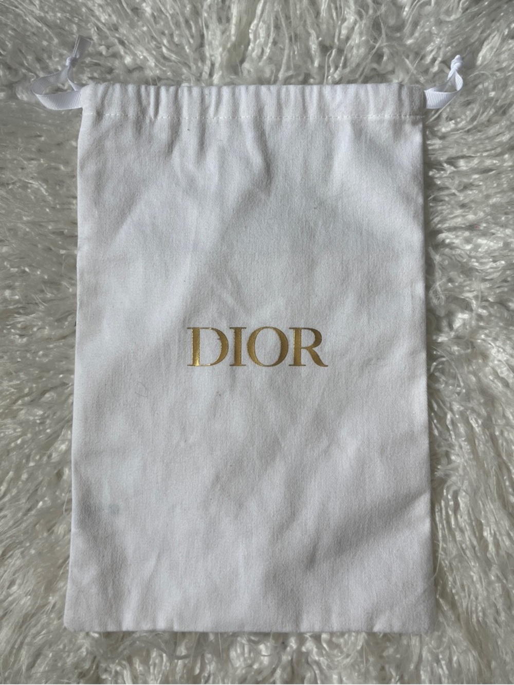 Dior White Dust Pouch with Gold Logo